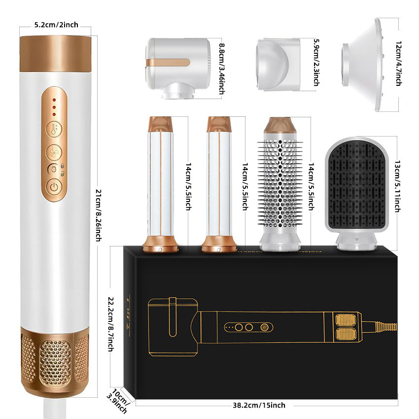 Cross-border hot-selling high-speed hot air comb, seven-in-one hair dryer, automatic curling iron, multi-function straight-rolled dual-purpose hair dryer comb