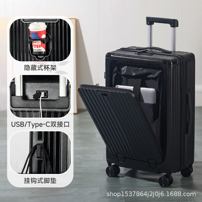 New suitcase multi-functional aluminum frame front opening suitcase trolley case smart travel bag colorful parent-child