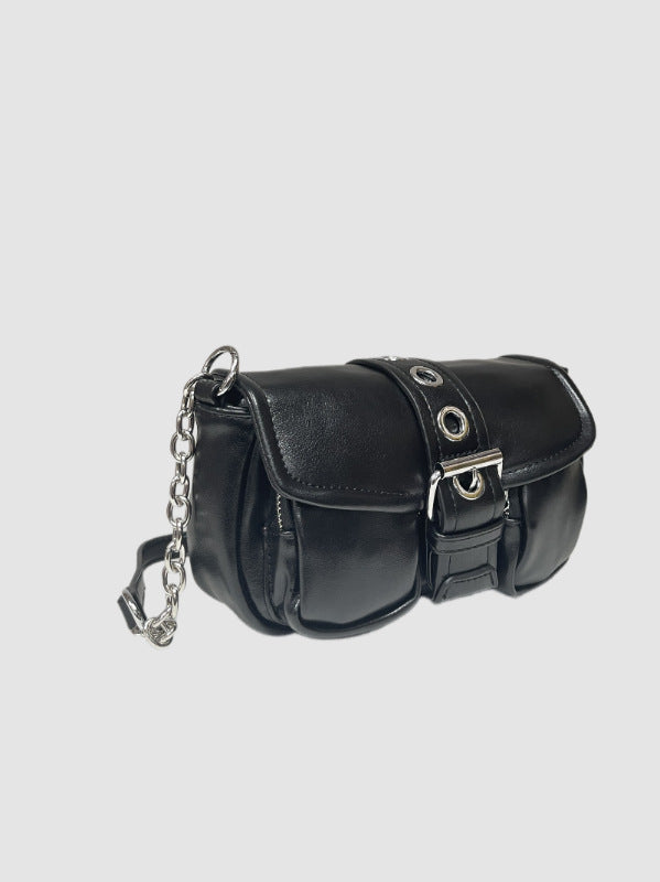 Cross-border 2025 summer chain underarm bag niche design punk style shoulder bag new trendy retro baguette bag