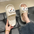 2024new arrival women's summer home cartoon big-eyed bird thick sole one-word casual beach slippers for women