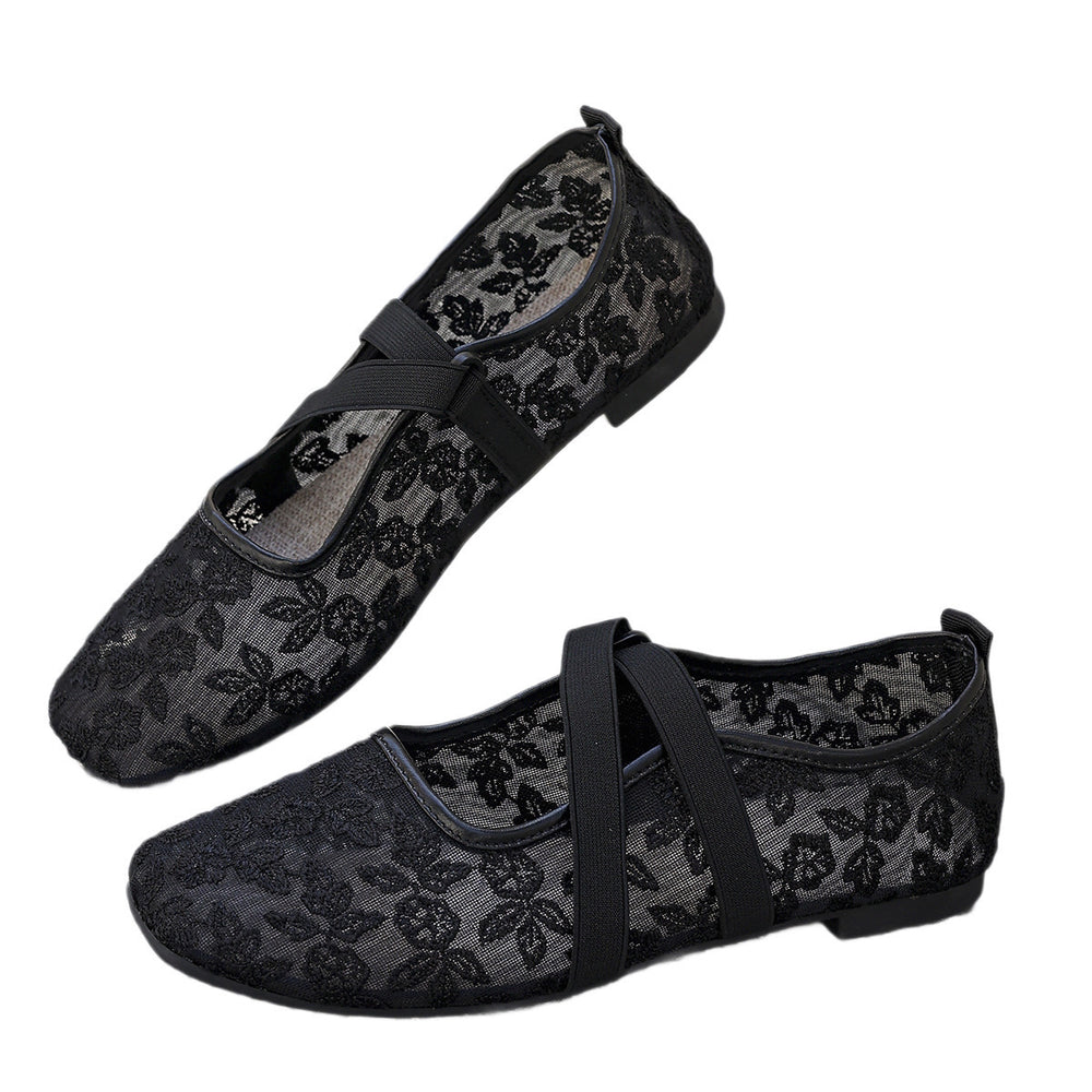 Wholesale women's plus size lace mary janes: summer new arrivals - mesh, slip-on flats
