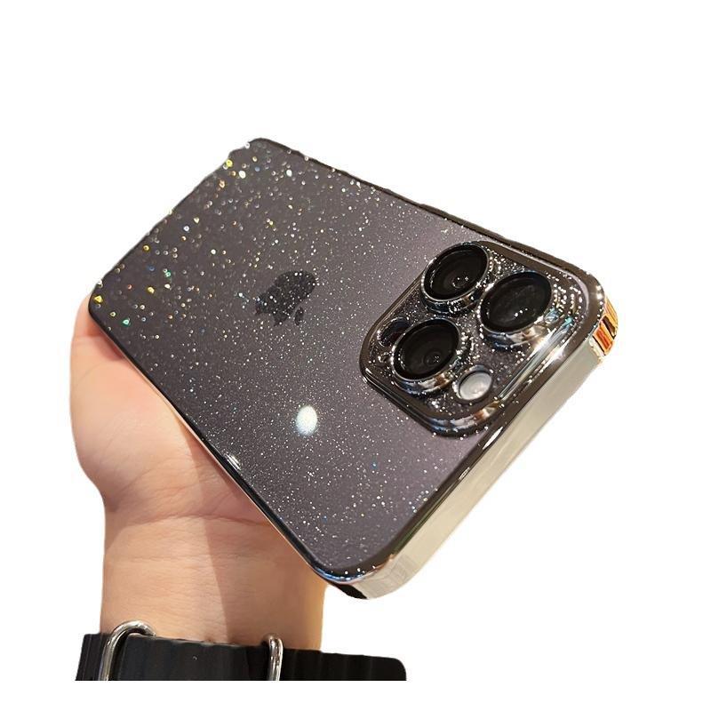 Suitable for iphone16promax starry sky glitter phone case apple 17 electroplated pc lens film all-inclusive protective cover