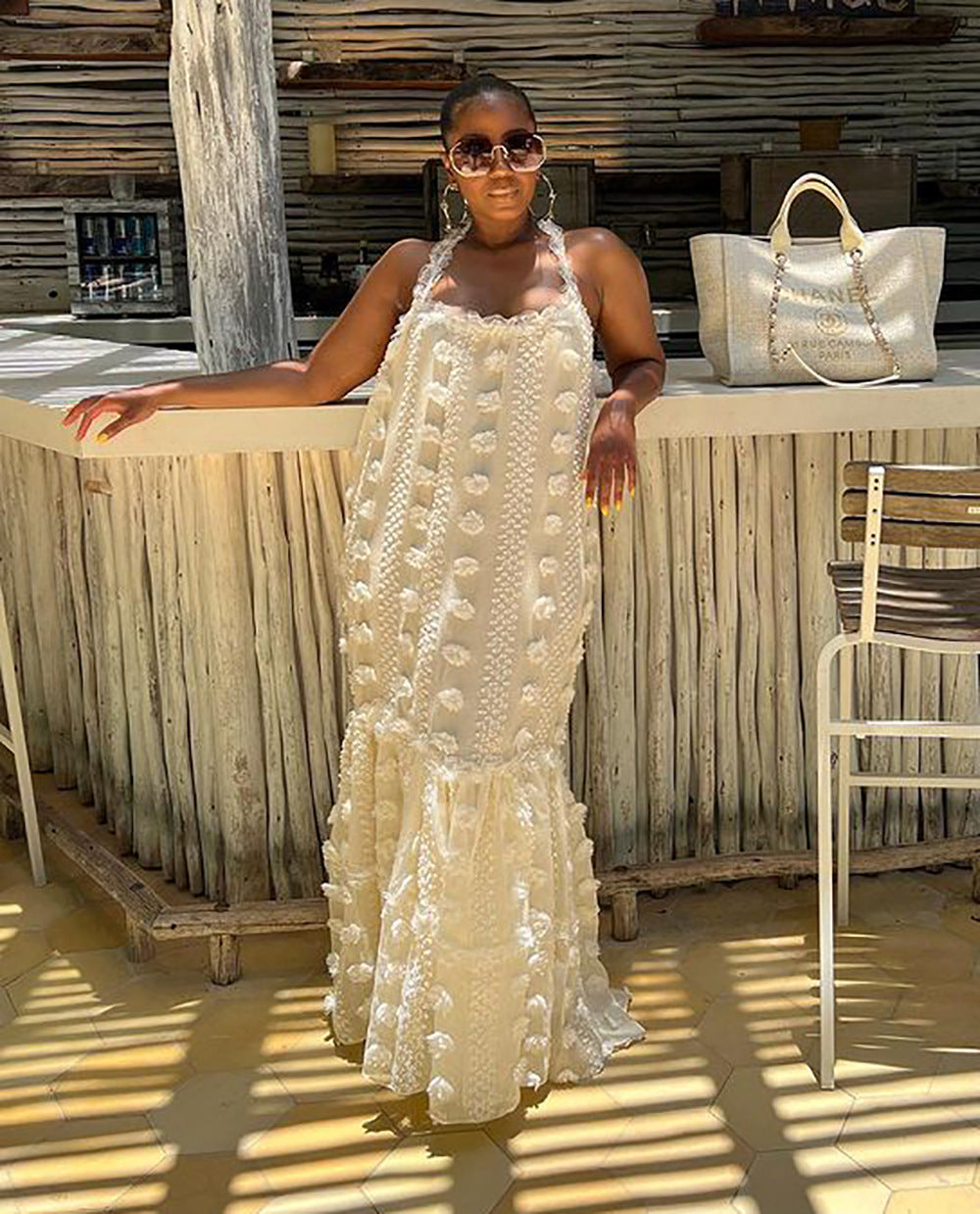 European and american cross-border women's fashion:  new arrivals - sexy and chic floral maxi dress with halter neck and tiered design