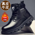 【genuine leather】men's winter martin boots - fleece-lined, soft leather, high-top, warm work boots - british style, versatile & trendy