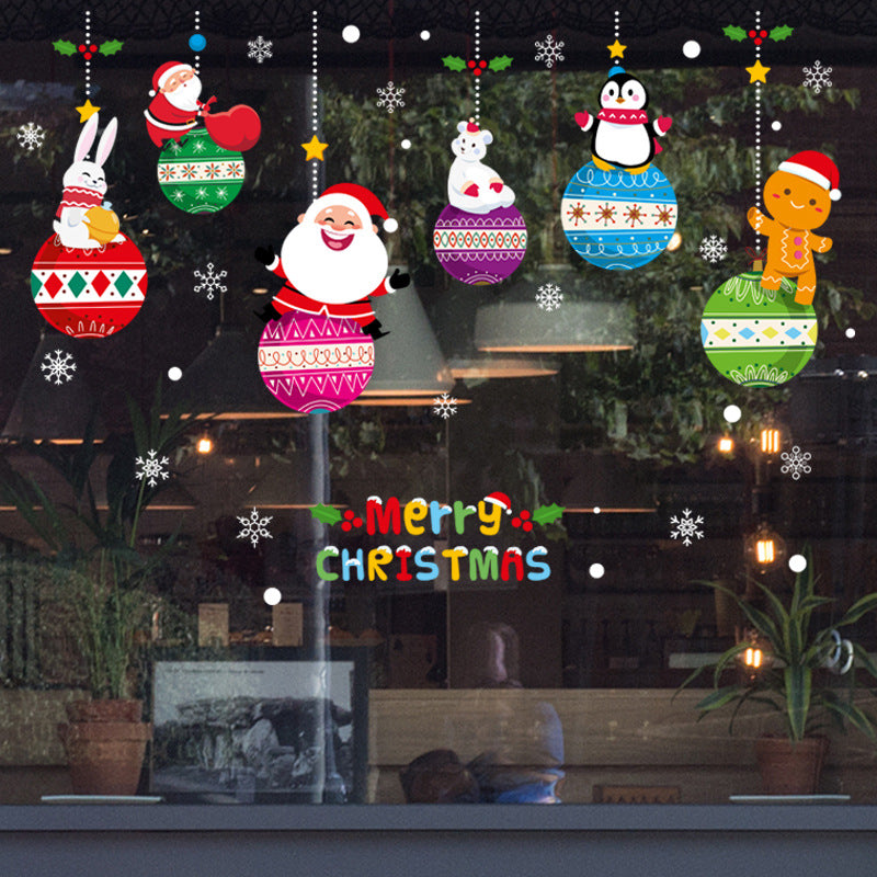Christmas wall sticker new Christmas colored ball pendant storefront window glass door non-marking glue Christmas wall sticker XH6283