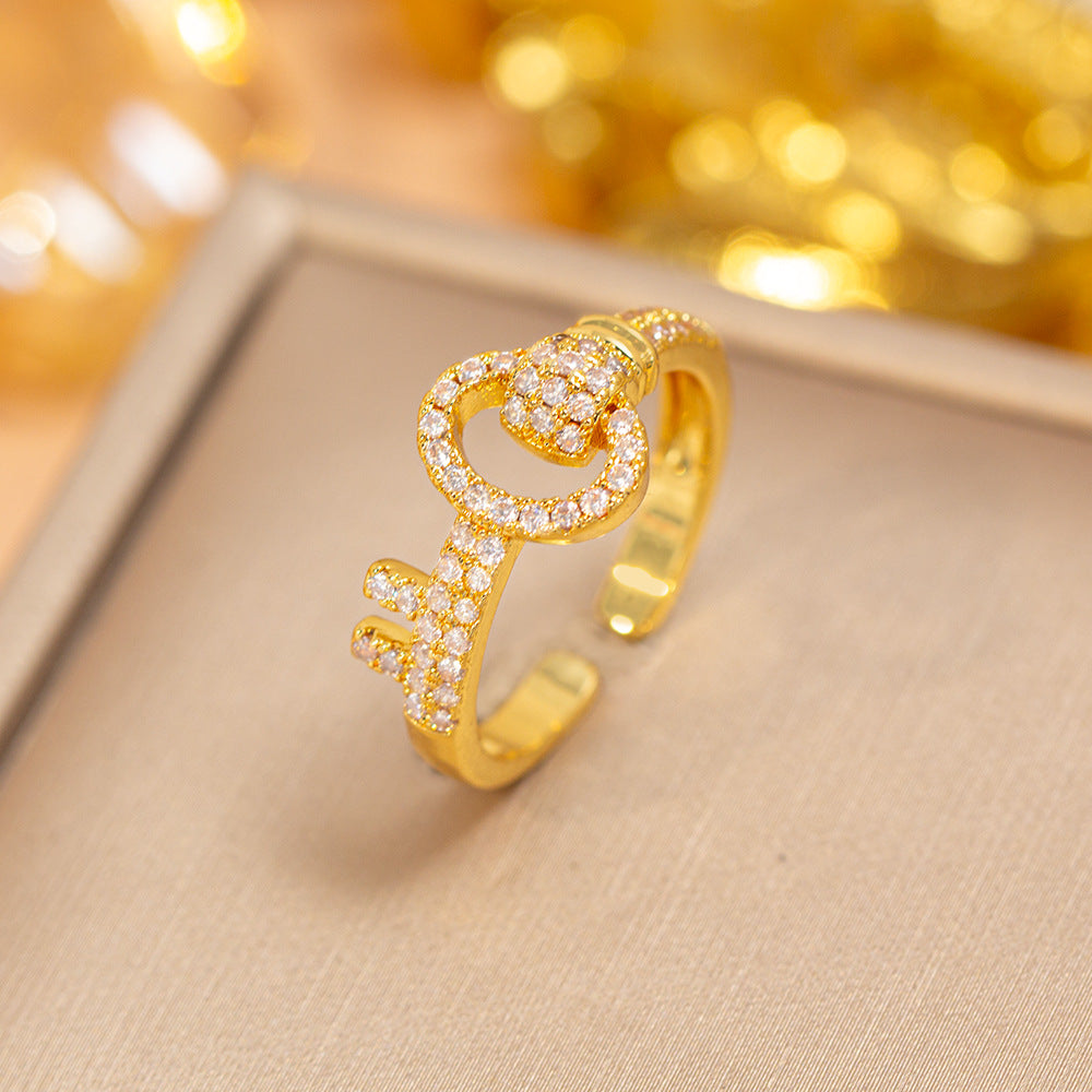 hot-selling design, full of diamonds, inlaid with zircons, exquisite women's openable adjustable rings, popular fashion accessories