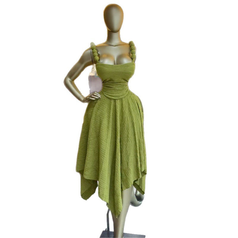 European and american cross-border women's fashion:  summer new sleeveless camisole top and asymmetrical midi skirt set