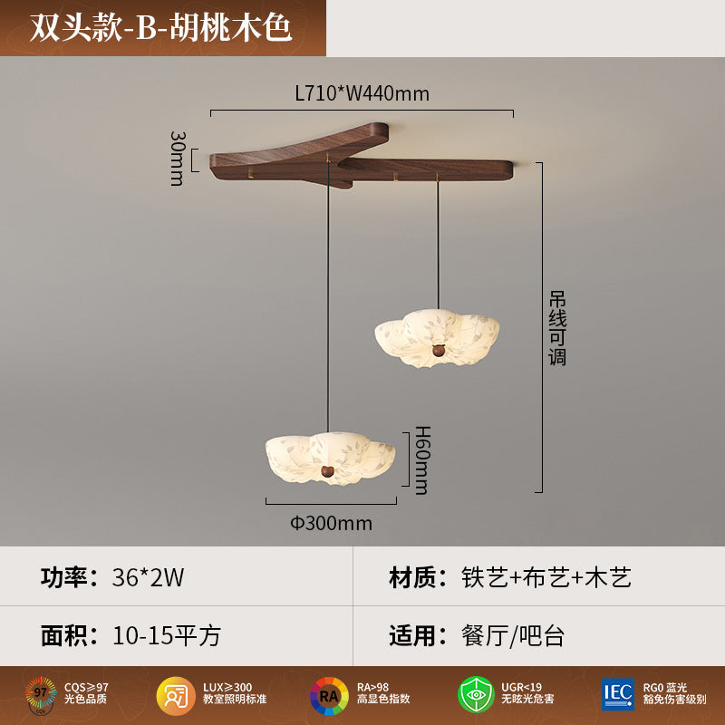 Medieval Fabric Restaurant Chandelier Song Dynasty Aesthetics New Chinese Designer Dining Table Flower Light Retro French Lighting