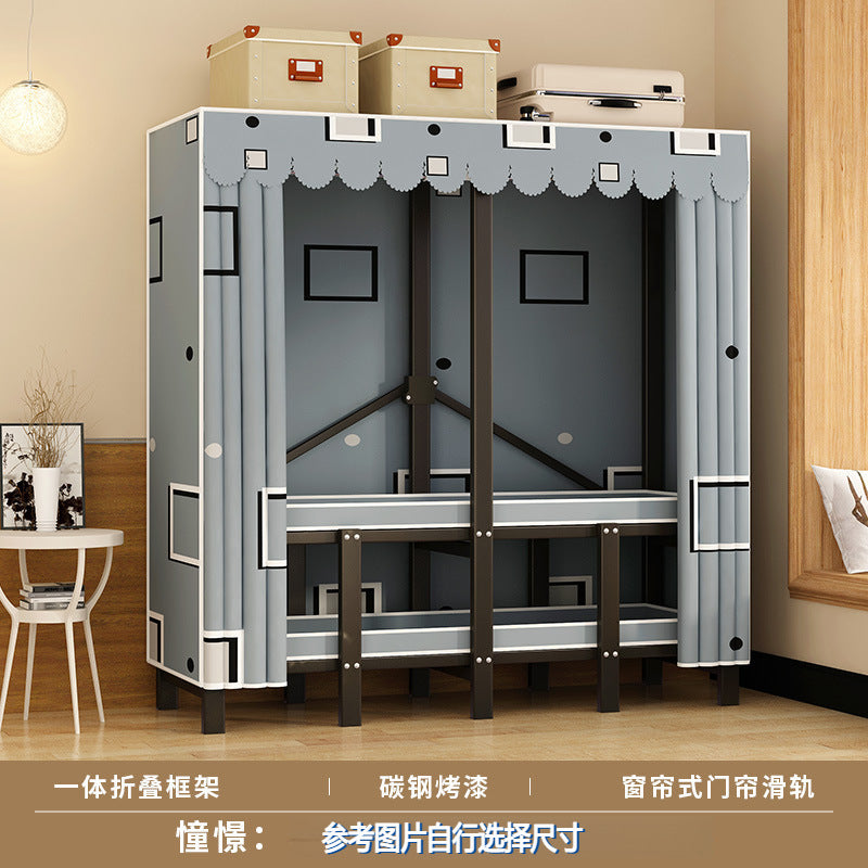 Stereo folding wardrobe, installation-free cloth wardrobe, for home bedroom, strong and durable, simple wardrobe, steel frame storage wardrobe