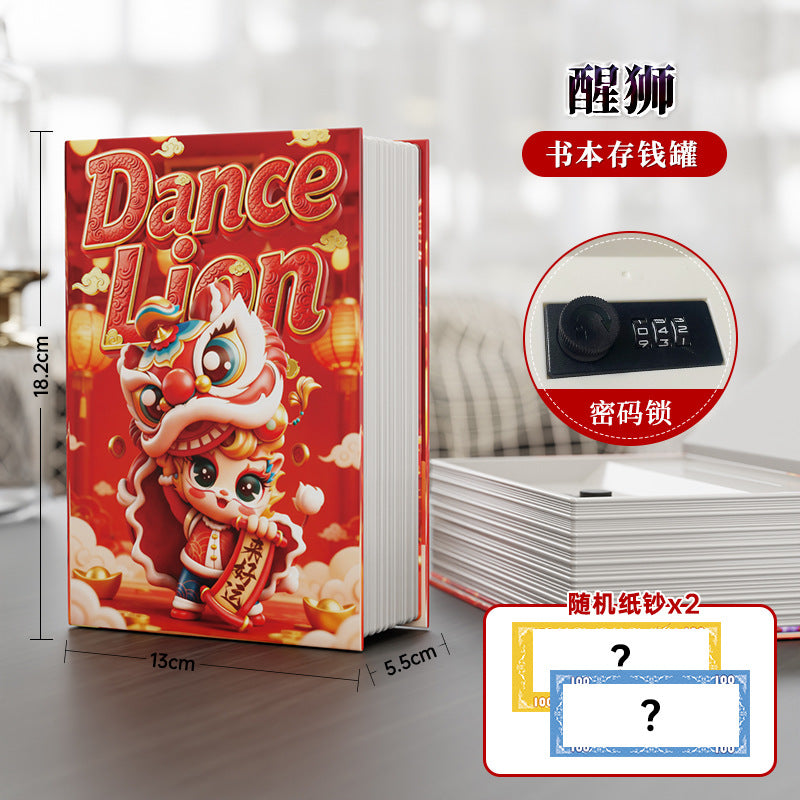 Labubu cartoon animation piggy bank new arrival book style girl girl safe savings box exquisite book cover imitation
