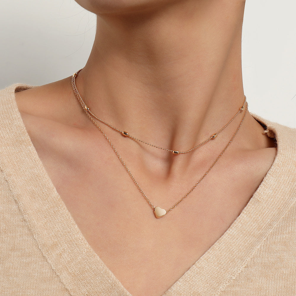 European and american cross-border jewelry: minimalist heart layered choker necklace - trendy, versatile, and chic heart pendant necklace for women