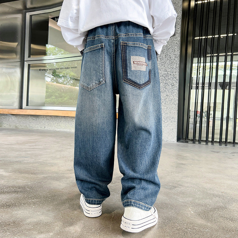 Boys' spring denim jeans - new  styles for spring and autumn. trendy and stylish long pants for older boys and big kids. loose fit, fashionable