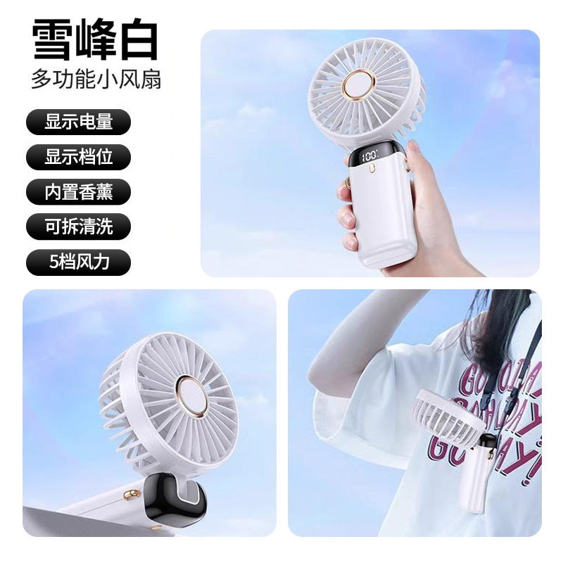 2025 new usb handheld fan - digital display, foldable, aromatherapy, desktop mini portable outdoor cooling fan