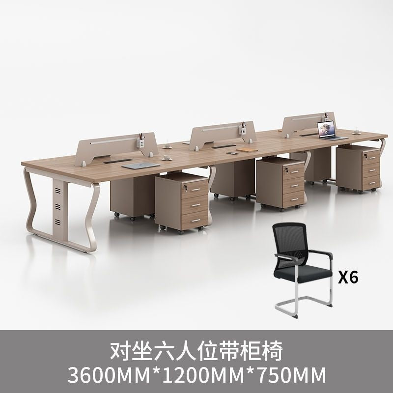 Computer desk and chair set - modern minimalist conference table for meetings, partitioned multi-person office desk for employees