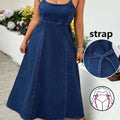 new arrivals: plus size a-line denim midi dress for , , and european & american markets
