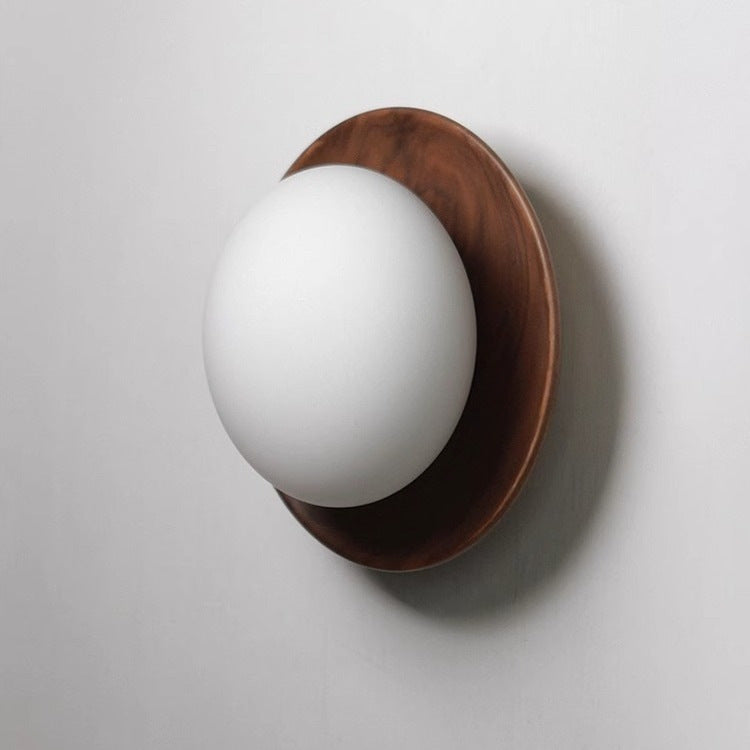 Wabi Sansan wind walnut wall lamp retro restaurant entrance bedside new Chinese living room homestay decoration bedroom wall lamp