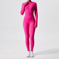 long-sleeve outdoor sports bodysuit gym outfit zipper training tight butt-lifting sports jumpsuit yoga suit
