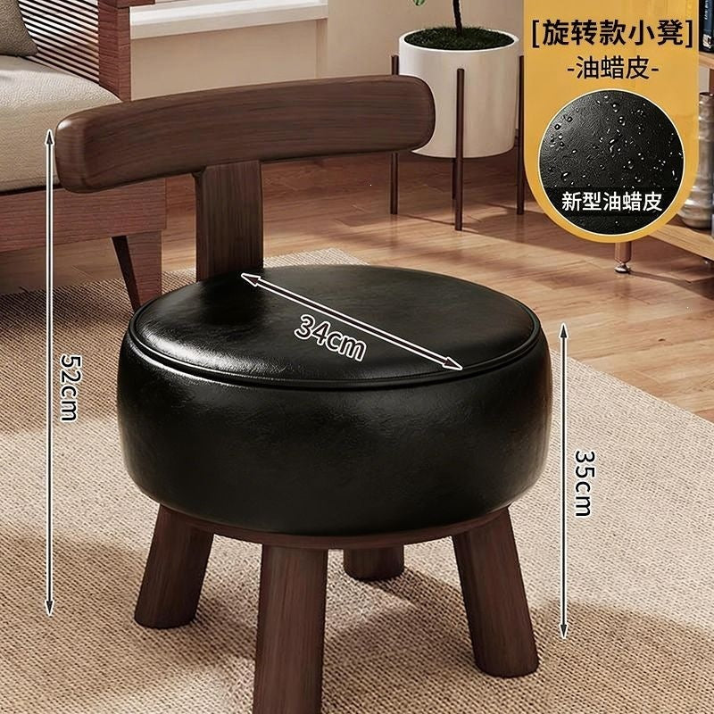 Backrest entry shoe changing stool living room low stool for home shoe changing stool can be rotated durable new chinoiserie solid wood shoe changing stool