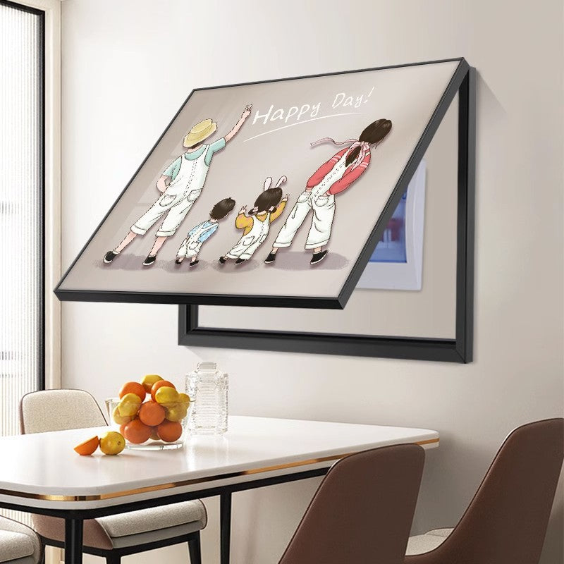 A family of four meter boxes, decorative paintings, non-punching distribution boxes, hanging paintings, occluding switch boxes, cartoon murals