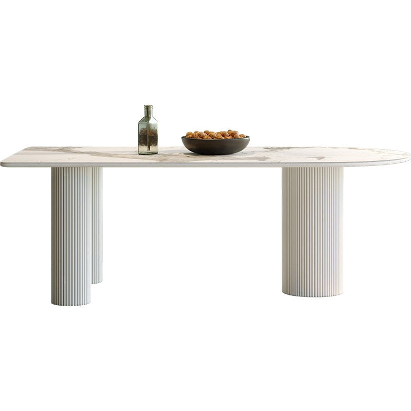 Cream style rectangular dining table household small apartment rock slab negotiation table and chair combination modern simple Roman column round table