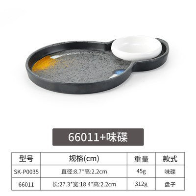 Melamine plate japanese plastic barbecue plate imitation porcelain round flat plate barbecue plate restaurant hot pot tableware dish plate commercial