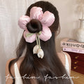 Kids flower large intestine hair tie little girl back of head ball head low ponytail headdress girl princess classy hair accessories