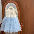 Girls' chanel-inspired dress,  summer sweet tiered dress, kids' mesh sweet tank dress, puffy skirt trend