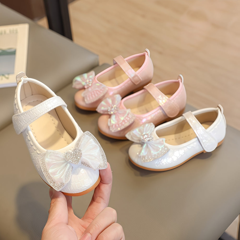 Girls' princess shoes - spring/autumn  new collection - soft sole leather shoes with bow detail - stylish toddler & baby shoes - chic children's single shoes