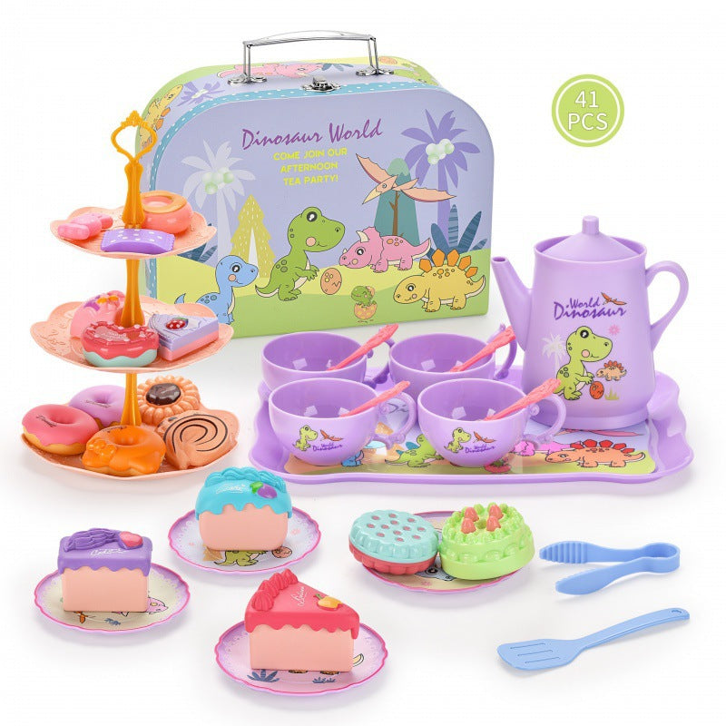 Cross-border export girl play house afternoon tea tea set simulation dessert cake coffee coffee break portable gift box