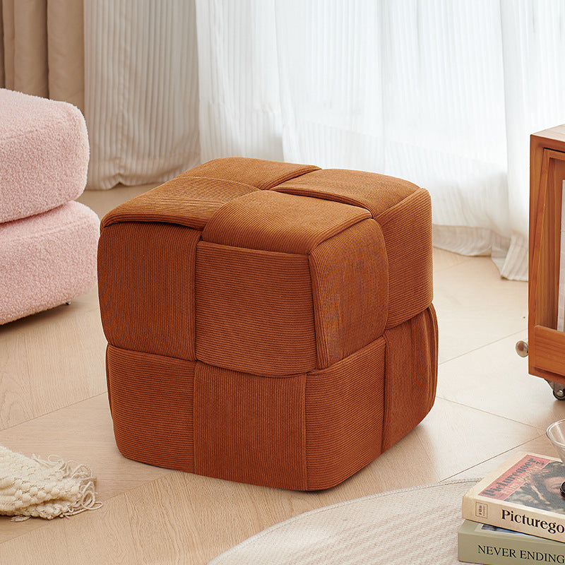 Custom sofa ottoman bedroom leisure low stool living room footrest beige stool corduroy cable knit stool american style
