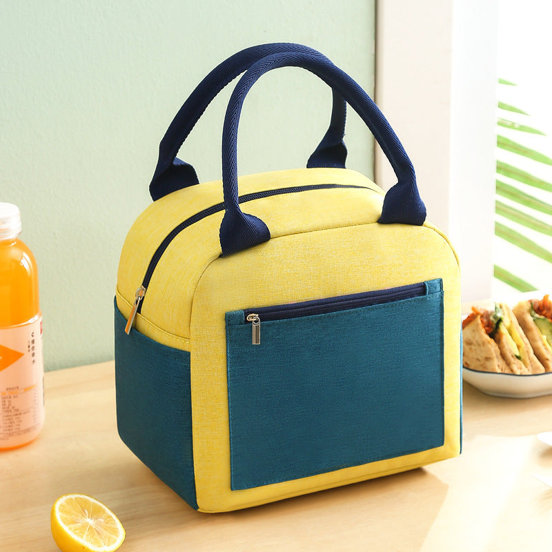 Color matching bento bag thermal insulation bag cationic lunch box handbag with rice aluminum foil thickened waterproof lunch box lunch bag