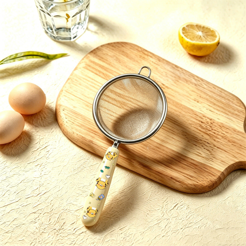 Stainless steel mesh drain for home kitchen tool soy milk filter sieve flour baking milk tea ceramic handle fence