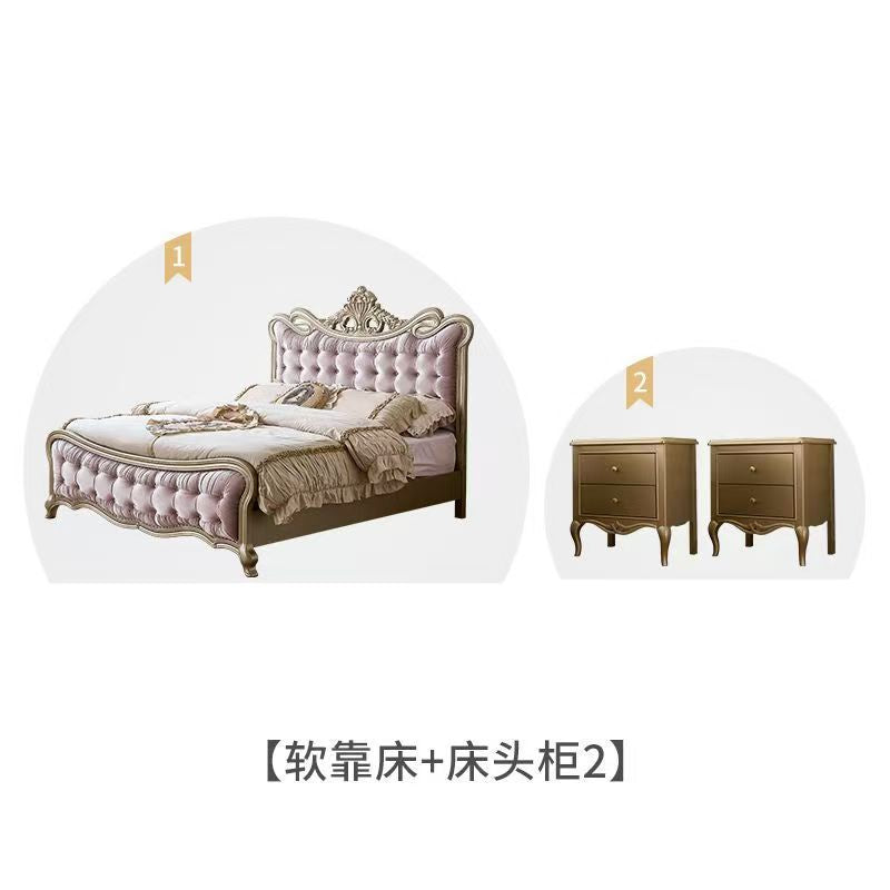 American light luxury solid wood bed for homefrench soft back princess bed high-end luxury wedding bed storage storage master bedroom large bed