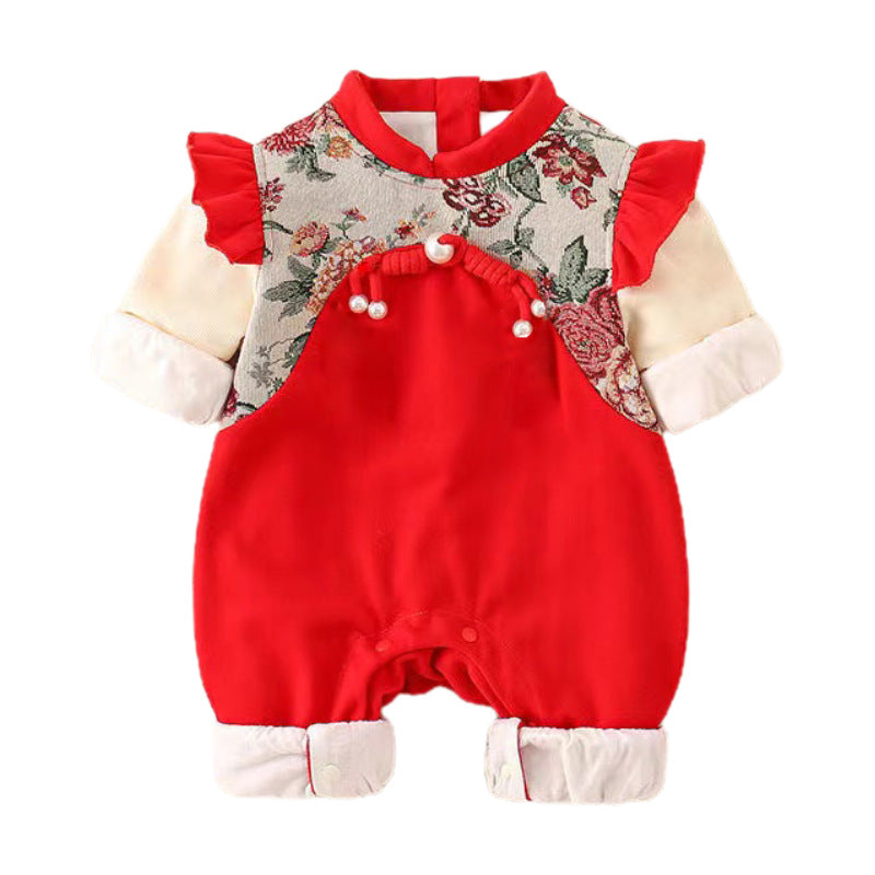 Baby clothes spring/autumn newborn girl romper princess full month 100-day first birthday dress bodysuit