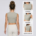 High collar short sleeveless waistcoat women's sexycrop top training fitness yoga clothes topsdaw157