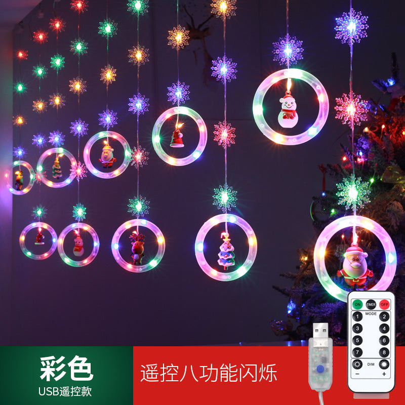 Christmas decorative light string star light string room curtain light atmosphere LED lights flashing Christmas tree ice strip light
