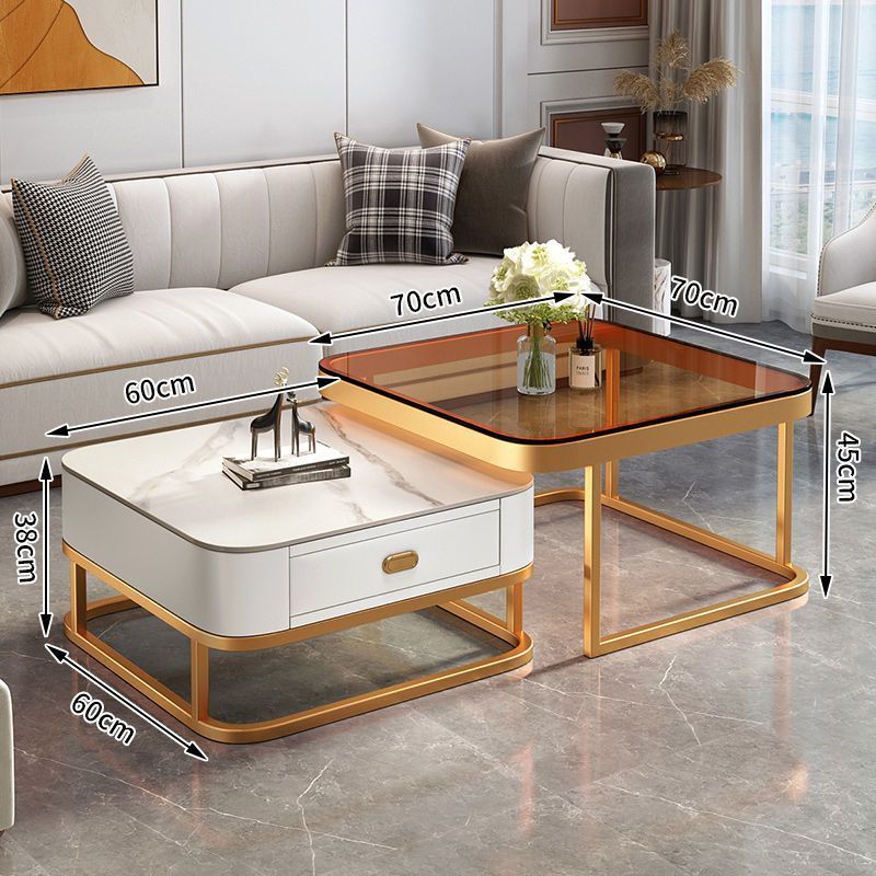 Rock slab coffee table for home living room small apartment coffee table casual modern new arrivalclassy glass retractable storage tea table
