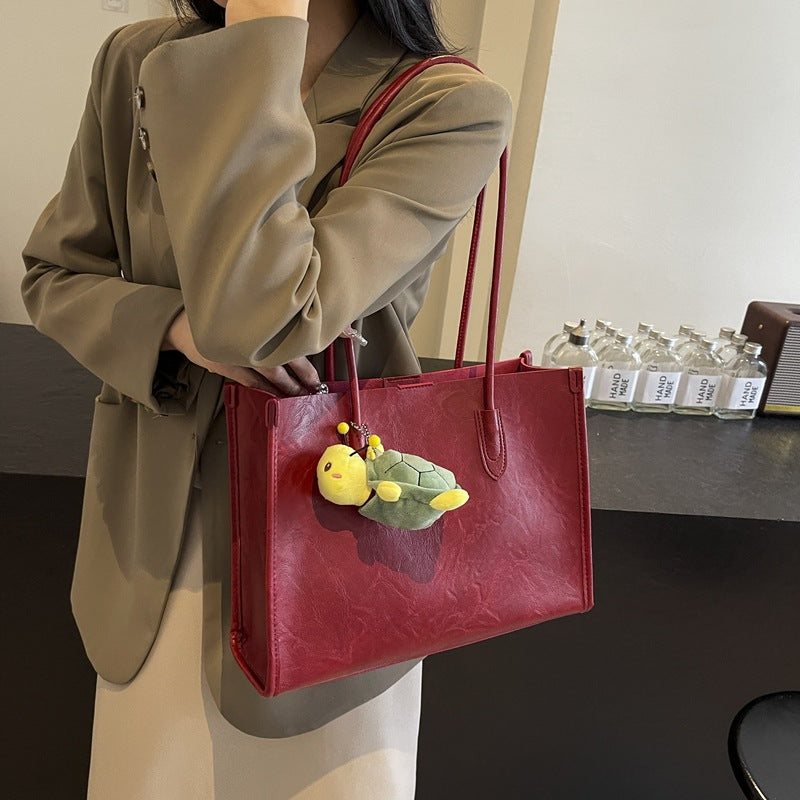 Cross-border high-end fashion versatile tote bag women's 2025 new large-capacity casual retro commuter shoulder bag