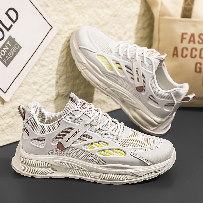 Men's shoes 2026 new spring breathable trendy versatile low-top sneakers student casual running white dad shoes