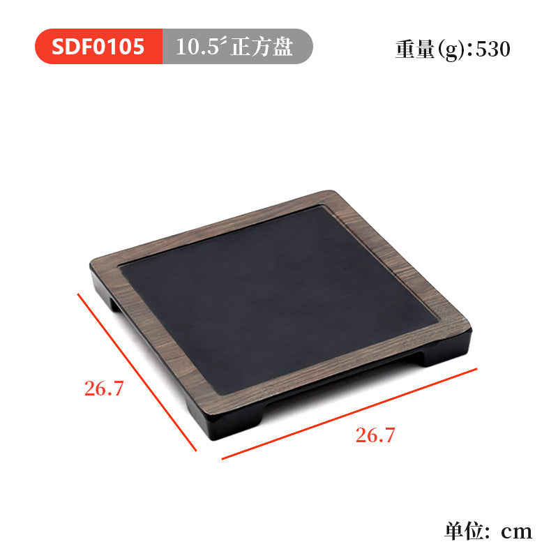 Melamine tableware japanese barbecue plate plastic flat sushi plate commercial hot pot restaurant dish plate steak plate