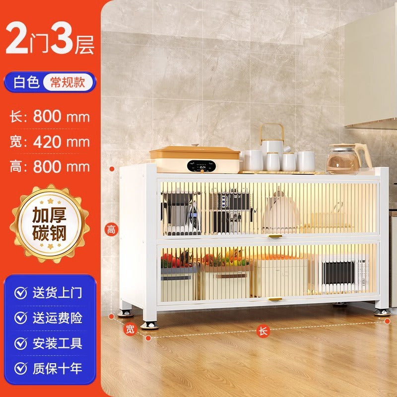 Kitchen storage rack with door, dust-proof storage cabinet, floor-standing multi-layer multi-functional cupboard, sideboard, cupboard, storage cabinet