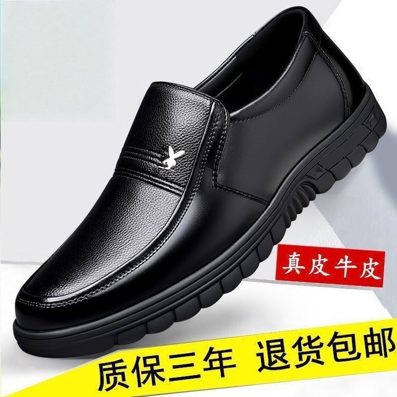 【100% full grain leather】men's warm leather shoes, fleece-lined, odor-resistant, winter warm thick-soled waterproof snow boots - northeast style