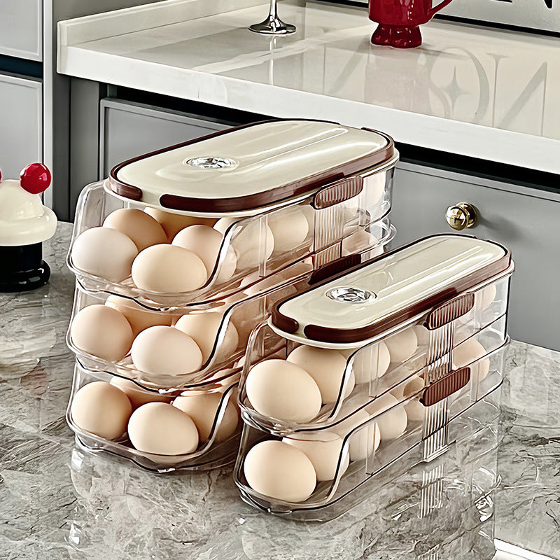 Customized egg storage box, special food grade kitchen for refrigerator, multi-layer oblique rectangular automatic rolling egg box