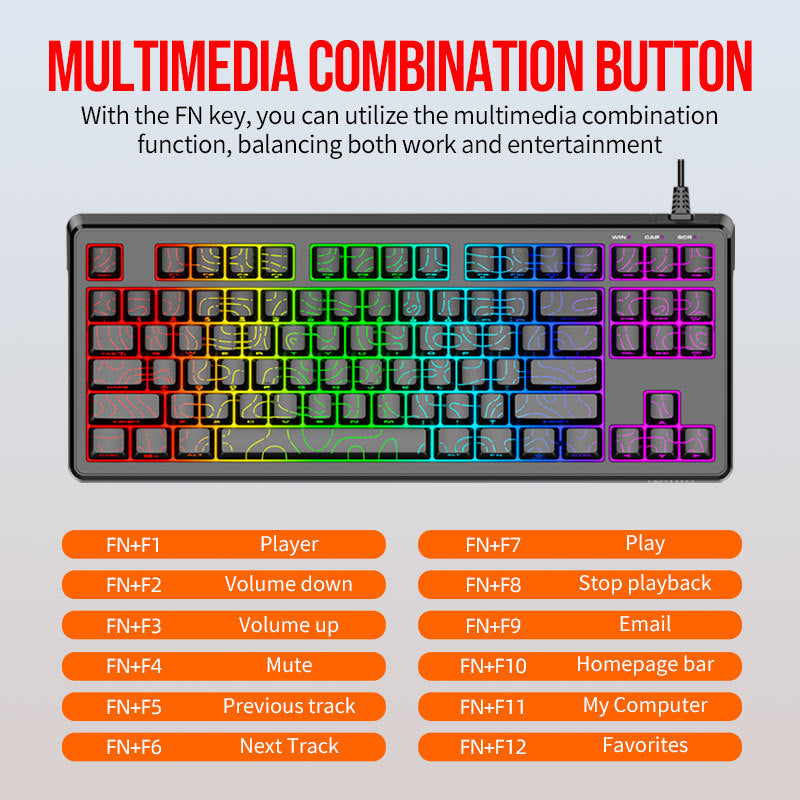 Leikui dg87 wired keyboard: stylish mechanical feel, rgb backlit, profiled keycaps – perfect for office and gaming