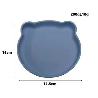Wholesale baby and maternity products, divided children's training tableware set, baby food supplement bear plate, baby silicone dinner plate