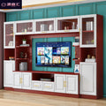 Solid wood tv stand - high capacity, large storage, stylish design - integrated living room light luxury background wall tv cabinet