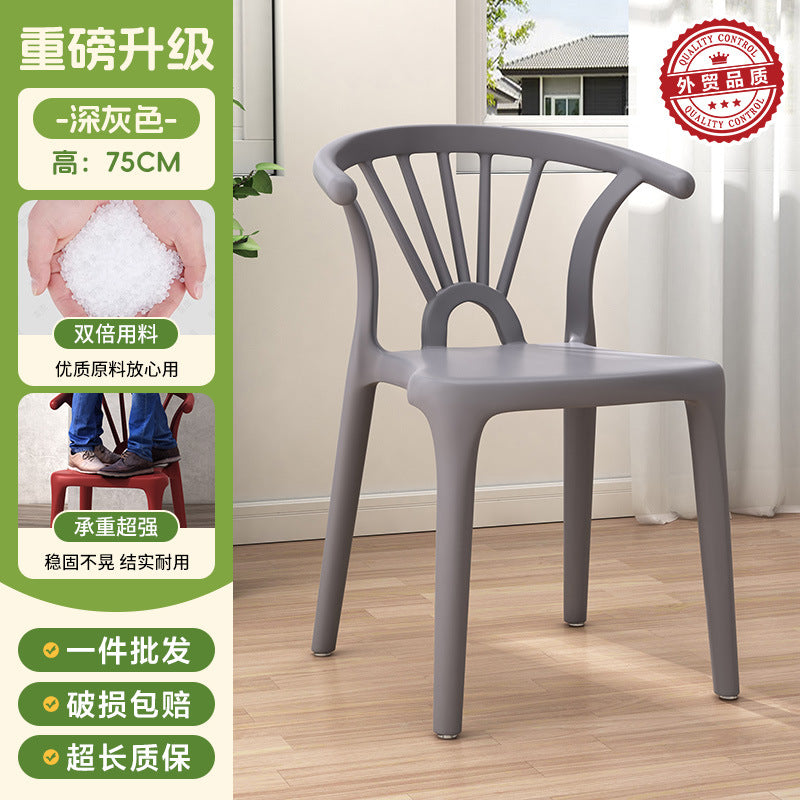 Scandinavian dining table and chairs modern casualthickened stool plastic chair dining chair for home backrest desk chair stackable stool