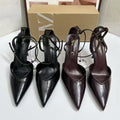 Za2025autumnew arrivalelegant pointed toe high heelsfashioneasiest for match toe capflats belt buckle stiletto flats women