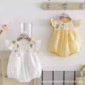 Girls' summer outfit : matching ruffle dress for sisters, baby girl's bowknot flutter sleeve floral romper