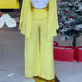 European and american cross-border women's fashion:  spring new collection - solid color turn-down collar long sleeve blouse and tie-waist wide leg pants set
